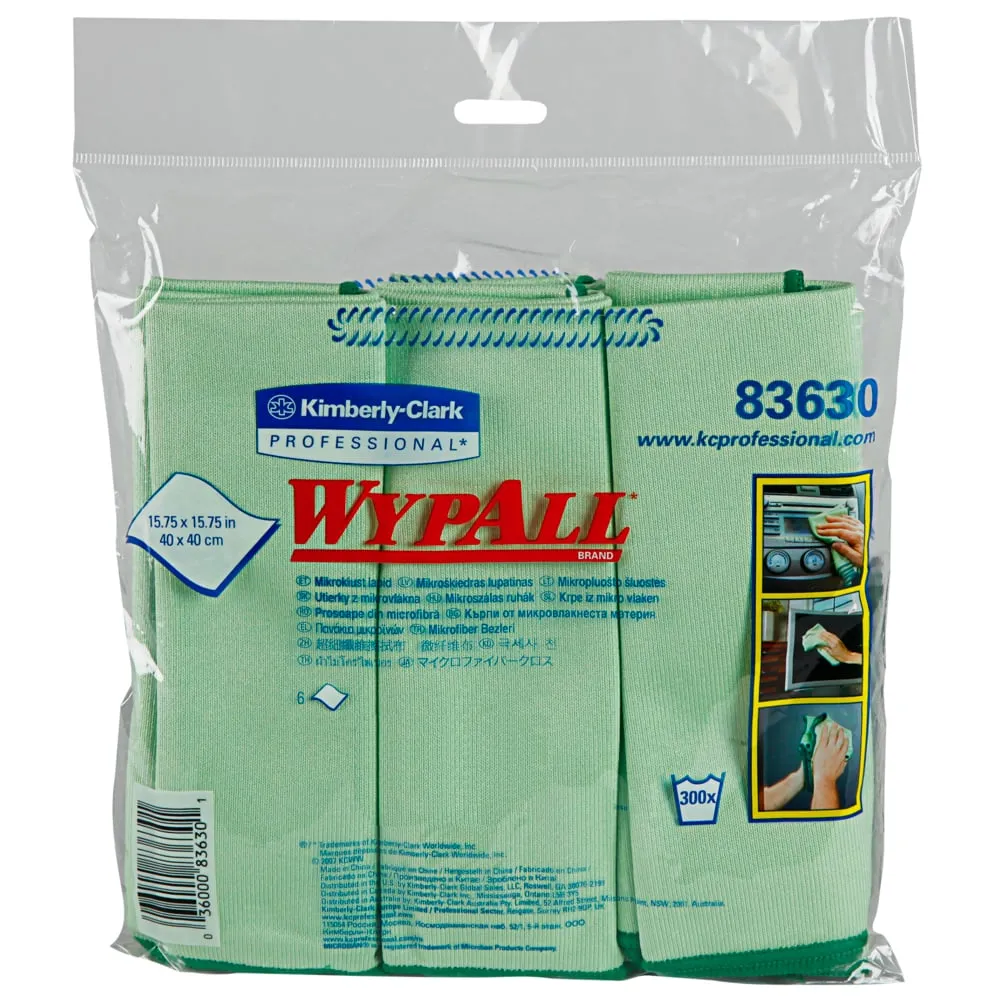 Wipers - WypAll® Microfiber Cloths - Blue, Green or Red (4 Packs of 6), 83620 / 83630 / 83980