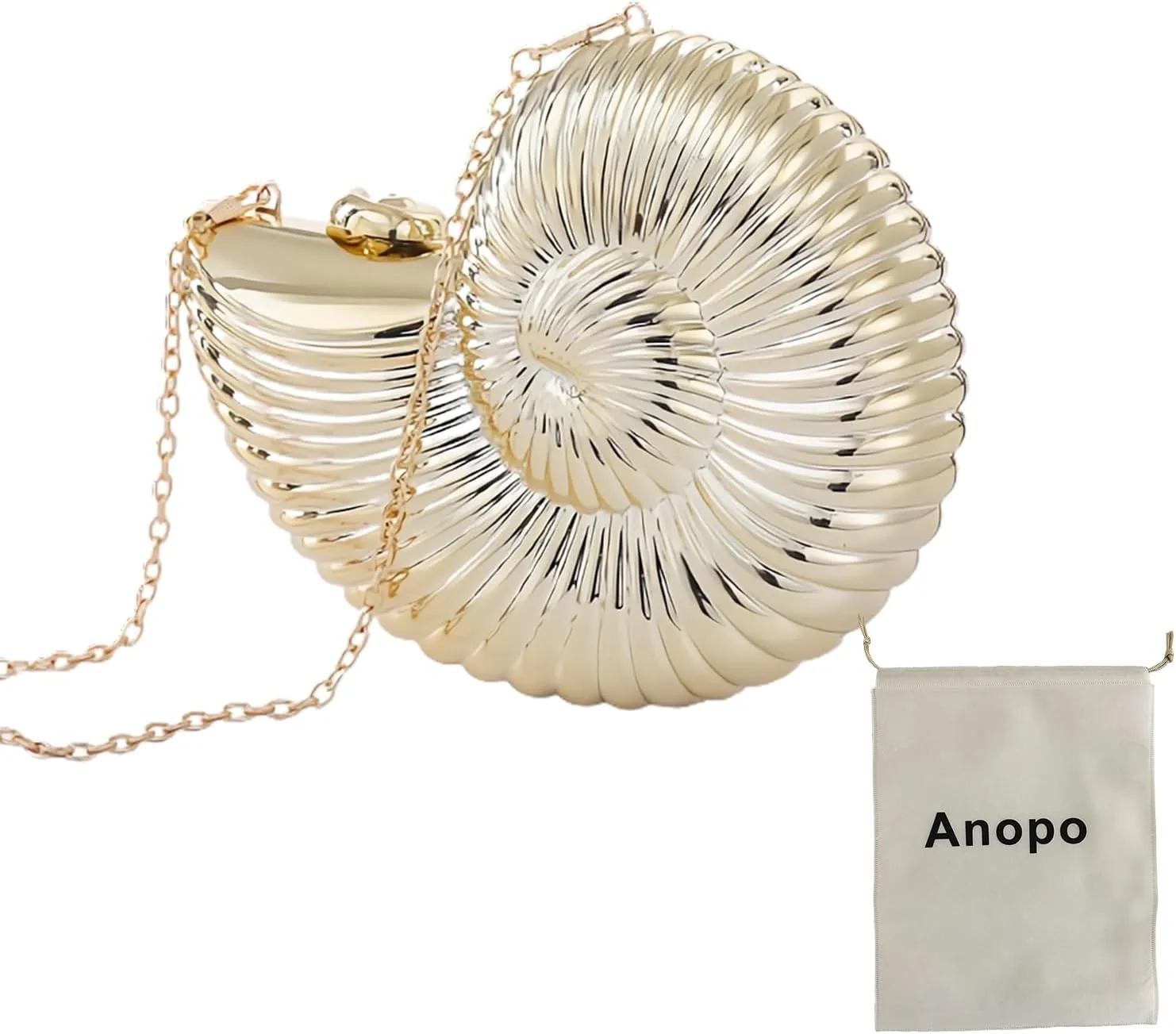 Women's Conch Clutch Purse Elegant Acrylic Evening Bag with Chain Strap for Crossbody Shoulder for Wedding Party Proms