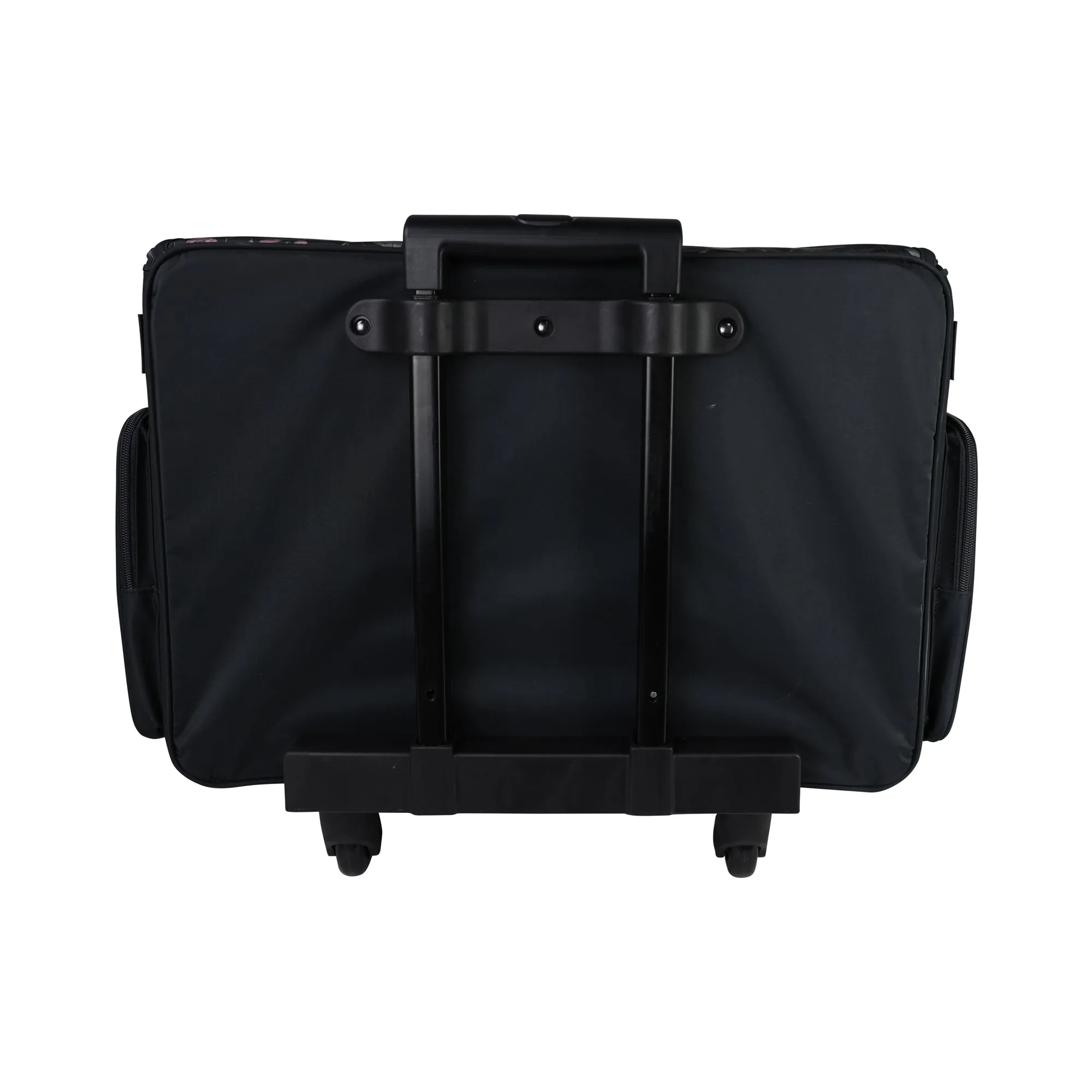 XL 4 Wheel Collapsible Deluxe Rolling Sewing Machine Storage Case, Black & Floral